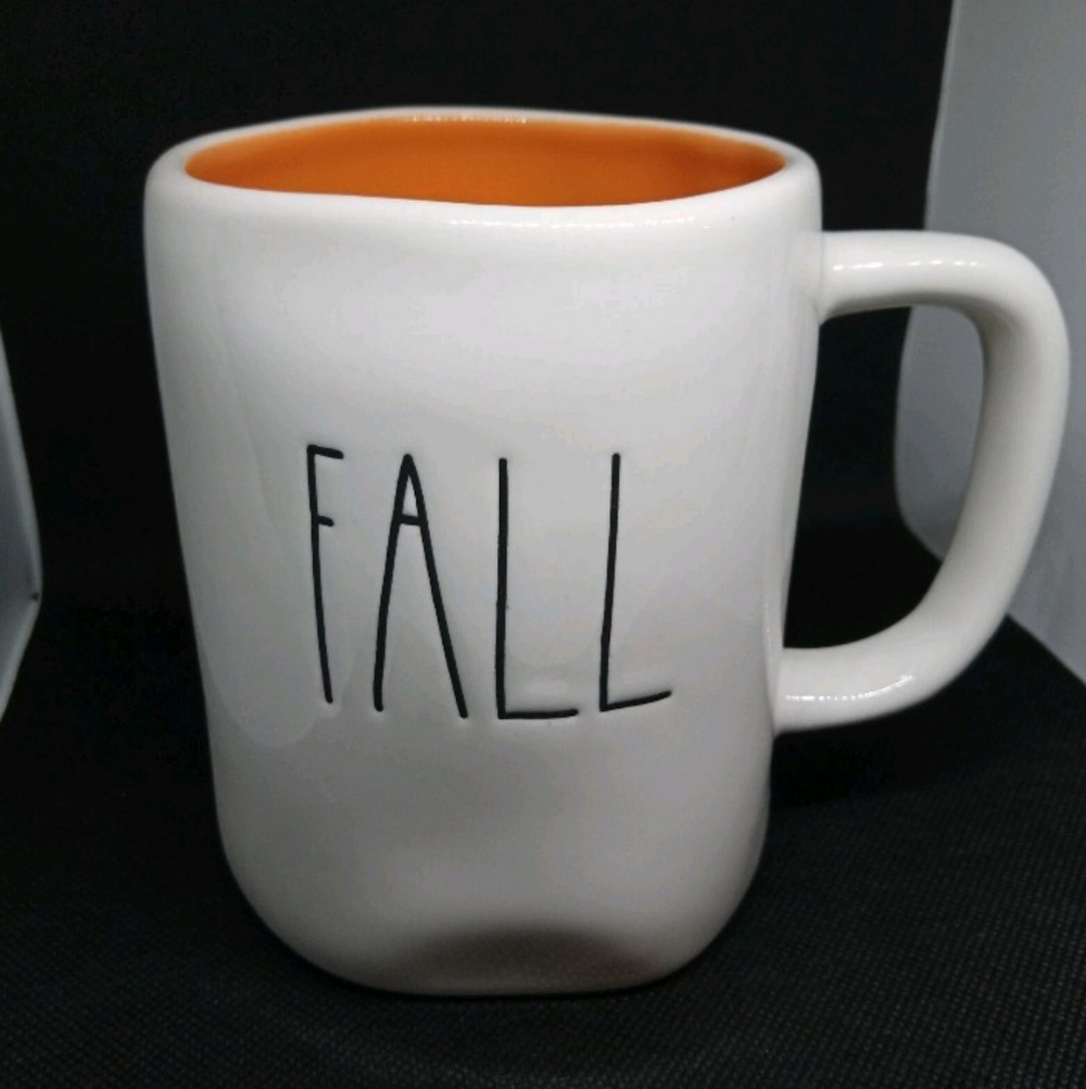 Rae Dunn White/Cream/Bold Orange  FALL/YALL Double Sided Mug Never Used 2017